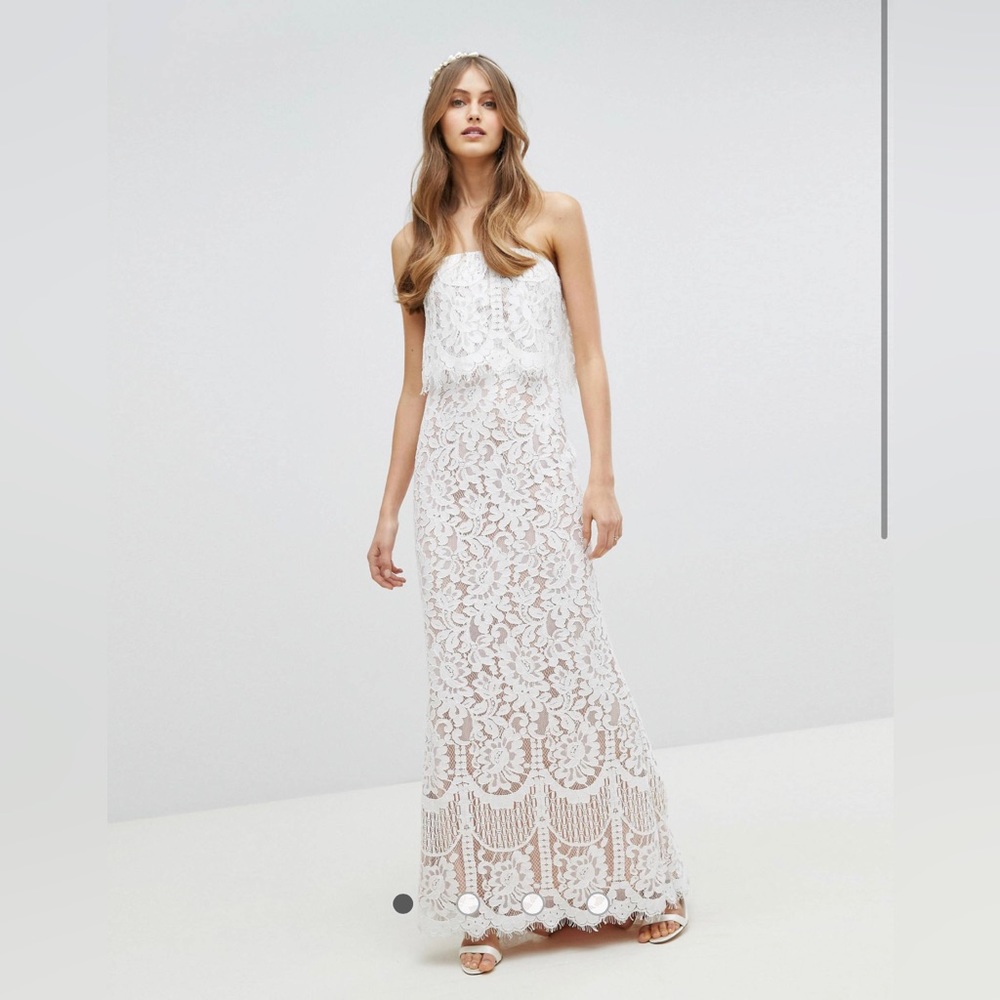 Jarlo All Over Lace Bandeau Maxi Dress